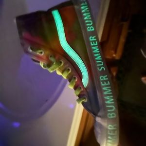 Vans canvas tie dyed high tops. Glow-in-the -dark!